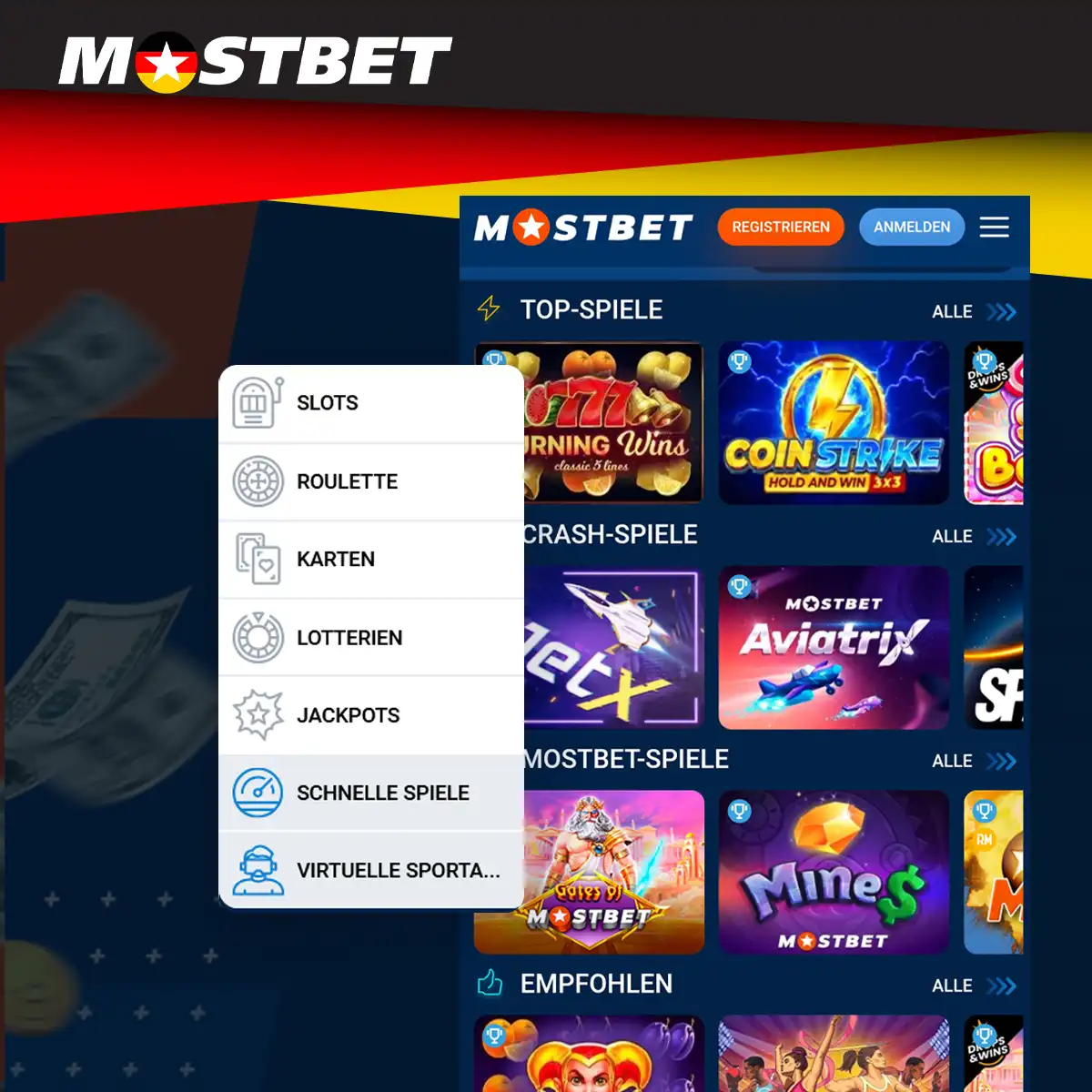 Mostbet hat viele Casinobereiche für alle Geschmäcker