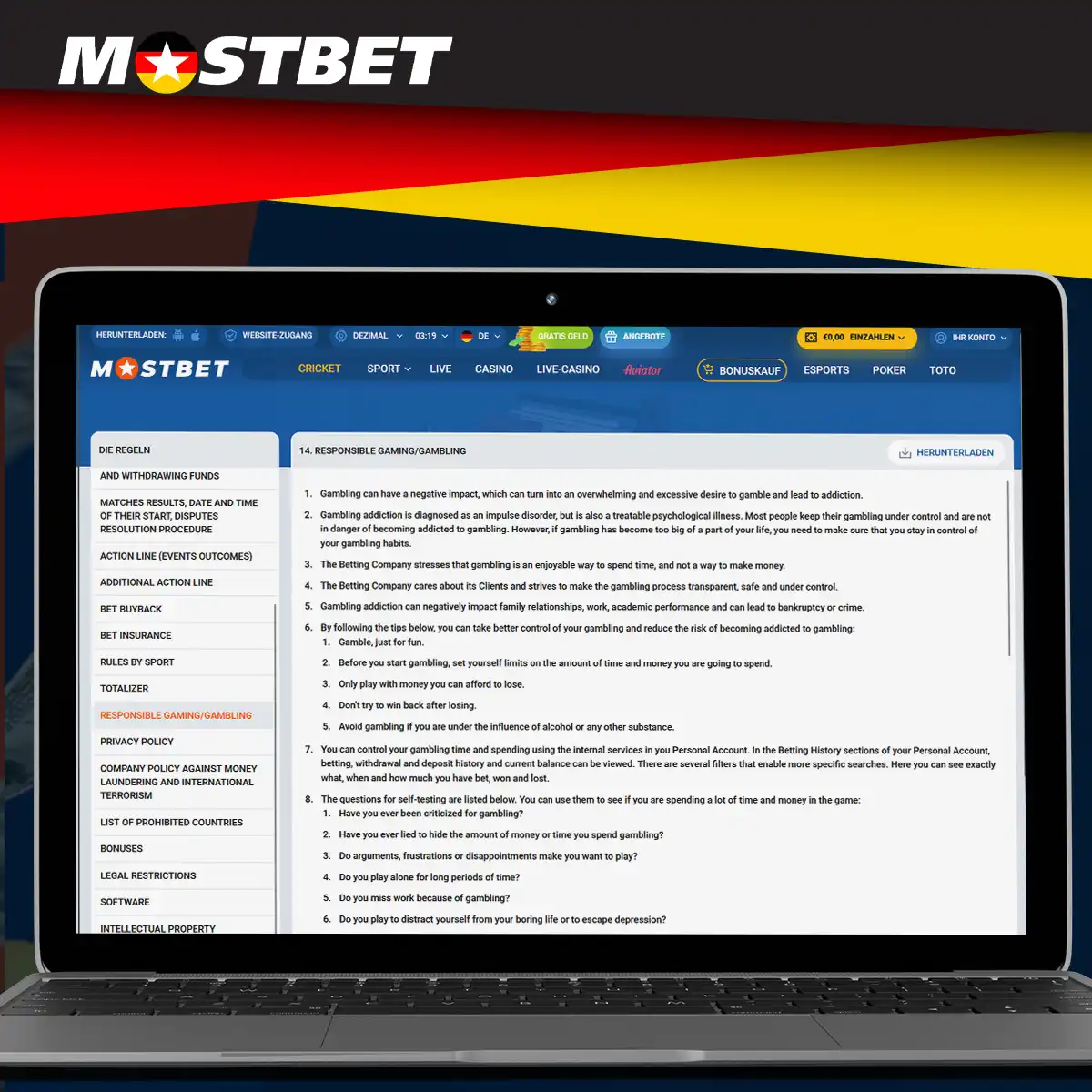 Mostbet fördert ein verantwortungsvolles Spielverhalten